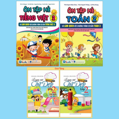 Sách - Bộ Sách Ôn Tập Hè Tiếng Việt 2 + Ôn Tập Hè Toán 2 (Bộ 2 Cuốn) - Tặng Kèm Sách Luyện Viết Chữ Đẹp Lớp 2 - Tập 1 + Tập 2