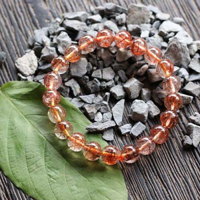 Vòng Thạch Anh Tóc Đỏ Myanmar 9.5mm Ngọc Quý Gemstones VT121