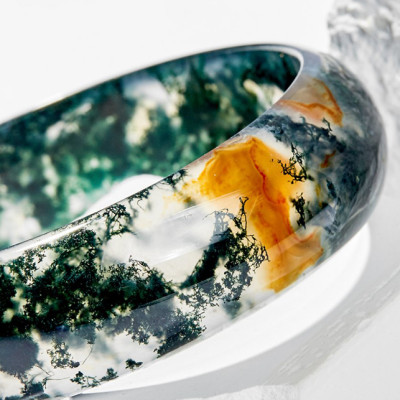 Vòng Tay Phong Thủy Đá Băng Ngọc Thủy Tảo Huyết Liền Khối (58 mm) Mệnh Mộc, Hỏa Ngọc Quý Gemstones