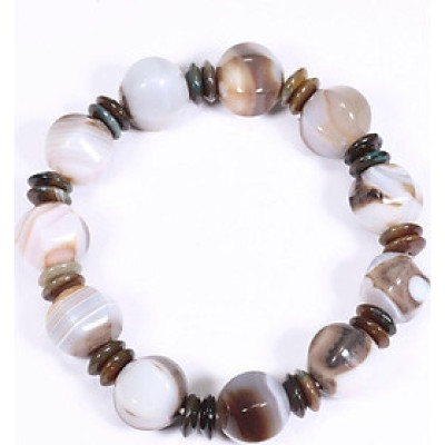 Vòng tay Đá mã não (Agate) viên lục giác 12mm - Ngọc Quý Gemstones