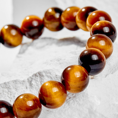 Vòng Tay Phong Thủy Đá Mắt Hổ Vàng Nâu Phối Charm Tuổi Dần Bạc Mạ Vàng 24K (8mm) Mệnh Thổ, Kim Ngọc Quý Gemstones