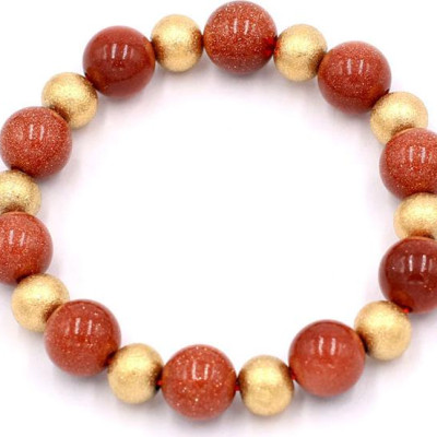 Chuỗi đeo tay - đá kim sa nâu 10 ly VKSHVT1 - hợp mệnh Thổ, mênh Mộc