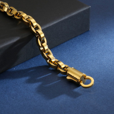 Lắc tay nam - Vòng tay nam Tittan kiểu hoa mắt xích hạt bo cạnh - NV110