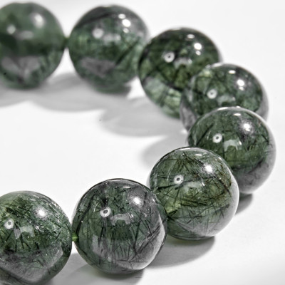 Vòng Tay Đá Thạch Anh Tóc Xanh Phối Charm Bạc (14mm) Ngọc Quý Gemstones