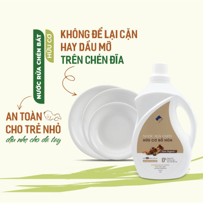 Nước rửa chén hữu cơ Bồ hòn Ecocare tinh dầu Chanh Gừng 2000ml 