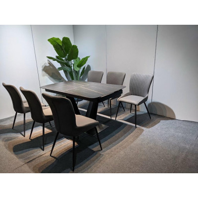 Bàn ăn mặt đá phiến thông minh kéo dài kết hợp ghế Sheraton