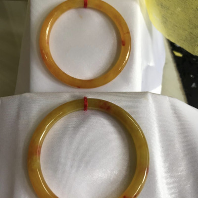 Vòng tay nữ đá Cẩm thạch Vàng tươi 49mm x cọng 6mm hợp Nữ mệnh Kim, mệnh Thổ, mệnh Thuỷ 40kg - 49kg món quà ý nghĩa dành cho các chị em nữ đeo tươi đẹp xinh màu vàng tươi may mắn cả năm ạ