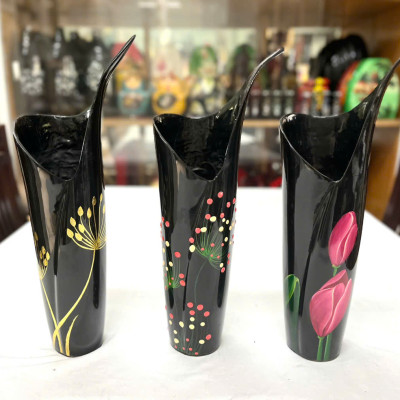 Bình hoa sơn mài cao cấp Thanh Bình Lê - Bình miệng kiểu chữ V, size 37x16 cm dùng cắm hoa, trang trí, quà tặng ý nghĩa