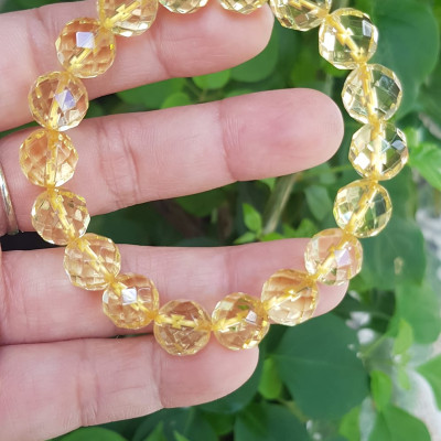 ️️Vòng tay phong thủy nữ đá thạch anh Vàng giác tự nhiên size vòng 10mm vòng màu vàng đẹp hợp nữ mệnh kim thổ thuỷ ạ