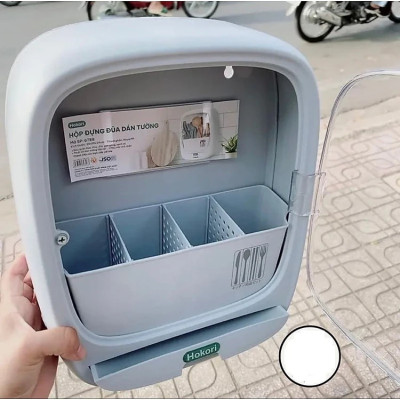 ( MẪU MỚI ) Hộp Đựng Đũa Thìa Treo Tường, Bốn Ngăn Tiện Dụng Có Nắp Đậy Hít Từ, Kín Chống Côn Trùng Kháng Khuẩn Dán Tường Siêu Chắc Chắn - Hàng Việt Nam Xuất Khẩu Chất Lượng Cao 