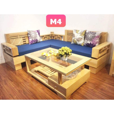 Bàn ghế góc gỗ Sồi Nga mẫu tay trứng đối