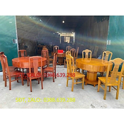Bàn ghế ăn bàn tròn 6 ghế gỗ hương vân nam phi