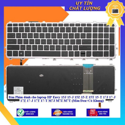 Bàn Phím dùng cho laptop HP Envy 15J 15-J 15Z 15-Z 15T 15-T 17J 17-J 17Z 17-J 17T 17-T M7J M7Z M7T (Màu Đen+Có Khung)  - MÀU ĐEN - CÓ ĐÈN - Hàng Nhập Khẩu New Seal