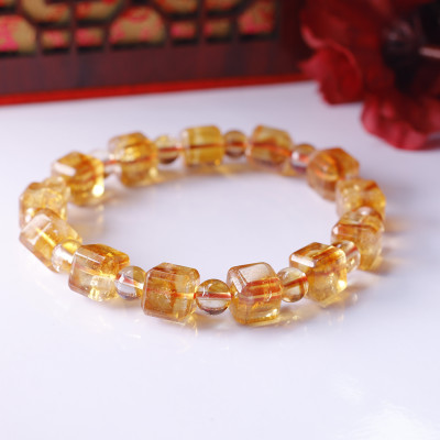 Vòng tay hạt vuông đá thạch anh vàng - citrine mệnh thổ, kim - Ngọc Quý Gemstones