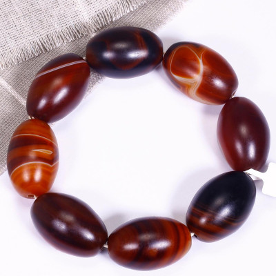 Vòng tay đá mã não nâu hạt cà na 30x20 mệnh thổ, kim - Ngọc Quý Gemstones