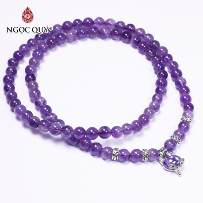 Vòng 3 line đá thạch anh tím phối hồ ly 6mm mệnh hỏa, thổ - Ngọc Quý Gemstones