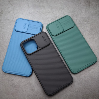 Ốp lưng chống sốc nắp trượt bảo vệ camera cho iPhone 16 / 16 Plus / 16 Pro / 16 Pro Max hiệu Nillkin Camshield - Viền TPU, đệm khí chống sốc, Lưng nhám PC - Hàng nhập khẩu