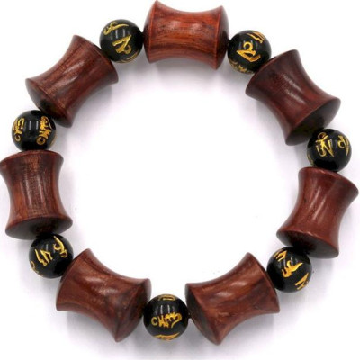 Vòng tay chuỗi hạt gỗ hồng hình ống tre HMB8