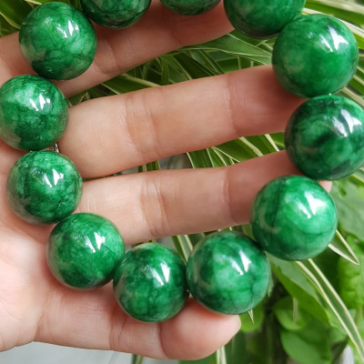 ️Vòng Tay Nam Đá Cẩm Thạch Xanh lá Size lớn hạt 18mm bóng đẹp hợp Các Anh Mệnh Mộc mệnh Hỏa đeo là một món trang sức tuyệt vời cho các quý ông ạ