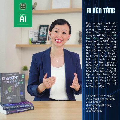 Bộ 4 cuốn sách AI nền tảng: ChatGPT thực chiến + Kỹ thuật đặt câu lệnh cho ChatGPT + Ứng dụng AI trong công việc + AI tạo sinh