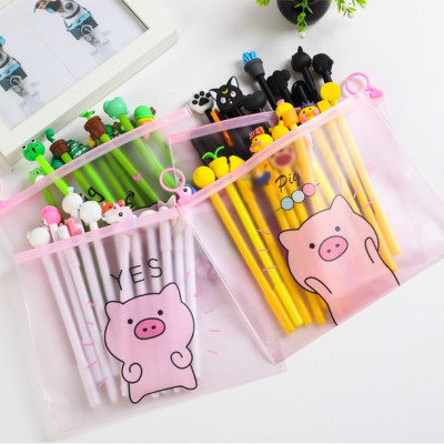 Combo 4 túi zip đựng bút chống thấm hình heo hồng pink pig nhiều mẫu