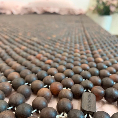 Chiếu Hạt Gỗ Trắc Mộc Cao Cấp - Kích Thước 1,5mx1,9m hạt 1.2cm ( video , hình thật )