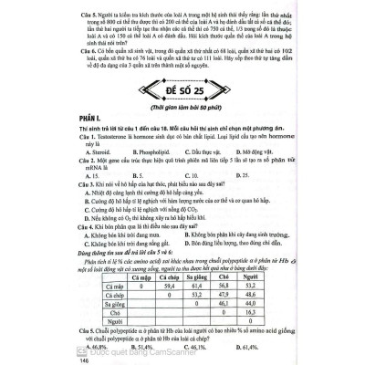 Bộ đề Sinh Học ( Đầy đủ các dạng trắc nghiệm theo cấu trúc đề thi 2025- Dùng chung cho các bộ SGK) (HA-MK)
