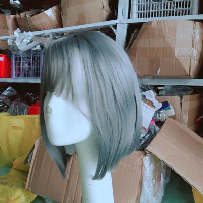 Tóc giả xám khói cúp cao cấp- tặng lưới chùm tóc