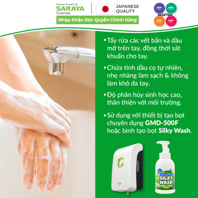 Xà Phòng Rửa Tay Sát Khuẩn Saraya Foaming Hand Soap (Green Apple), Hương Táo - Can 5Kg