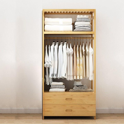 Giá Treo Quần Áo _ Tủ Quần Áo Gỗ Tre 2 Ngăn Kéo Kèm Kệ Chứa Đồ Phong Cách Hàn Quốc Đẹp Độc Đáo KT 70cm TUR068