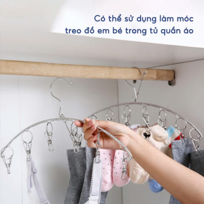 Móc Treo Quần Áo, Móc Phơi Đồ Trẻ Em Inox Kẹp Chống Rơi, Móc Treo Tất, Vớ, Đồ Lót Nhiều Kiểu Dáng