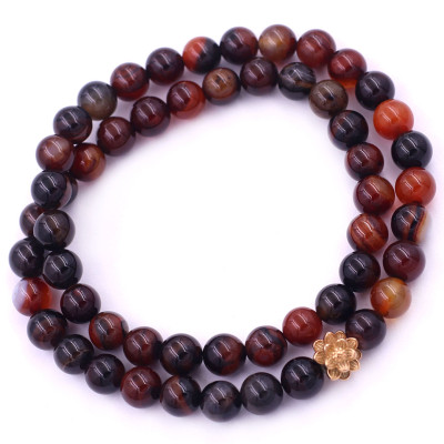 [Mệnh Kim, Thổ] Vòng Chuỗi Niệm Phật Đá Thạch Anh Nâu 12 Ly 54 Hạt Charm Hoa Sen Inox, Vòng Chuỗi Phật Giáo, Chuỗi Niệm Phật Hạt To - Phong Thủy 868