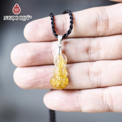 Mặt dây chuyền phật bà thạch anh tóc vàng 24x12.5mm mệnh thủy,kim - Ngọc Quý Gemstones