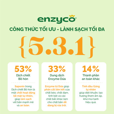 Gel rửa chén bát sinh học cho máy ENZYCO 850ml - Chiết xuất Bồ hòn và Enzyme Dứa