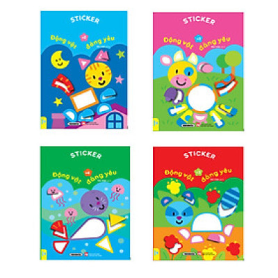 Sách - Conbo 4 cuốn Sticker Động Vật Đáng Yêu - Dành cho bé 2-5 tuổi - ndbooks