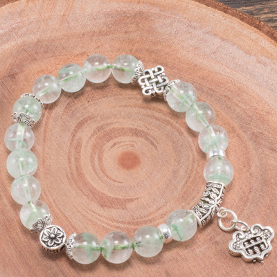Vòng tay thạch anh ưu linh xanh phối charm bạc (8mm) Ngọc Quý Gemstones