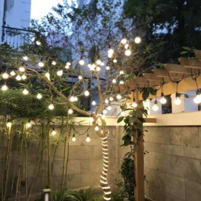 Dây đuôi đèn dài 5m 10 đuôi, chống nước ngoài trời dùng cho quán cà phê, trà sữa