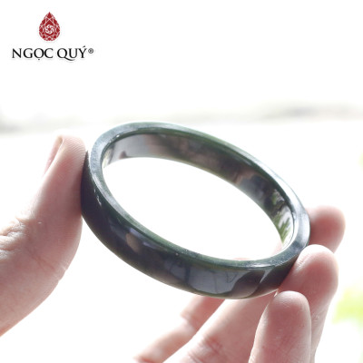  Vòng tay liền khối đá ngọc bích bản vuông ni53 mệnh hỏa, mộc - Ngọc Quý Gemstones