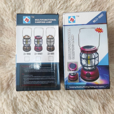 Đèn Cắm Trại ZJ-1990T Dùng Pin Sạc Và Năng Lượng Mặt Trời Có Cổng USB Có Thể Sạc Điện Thoại