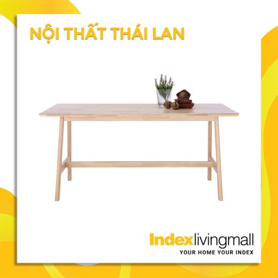 Bàn ăn SPIN kiểu đơn giản với gỗ tự nhiên nguyên khối cao cấp kèm gác chân tiện lợi, cạnh bàn được vát tròn an toàn