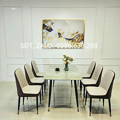 Bộ bàn ăn 4 ghế mặt đá hiện đại BA-15