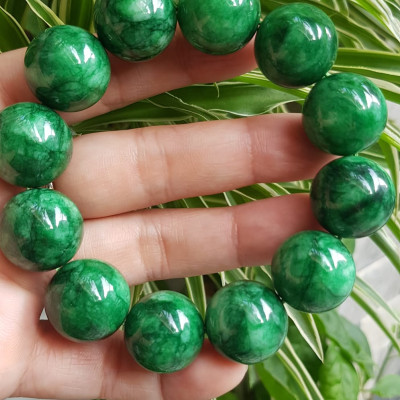 ️Vòng Tay Nam Đá Cẩm Thạch Xanh lá Size lớn hạt 18mm bóng đẹp hợp Các Anh Mệnh Mộc mệnh Hỏa đeo là một món trang sức tuyệt vời cho các quý ông ạ