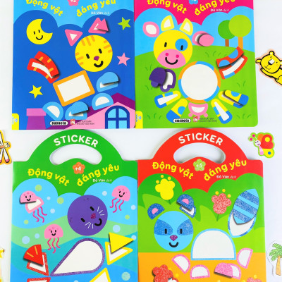 Sách - Conbo 4 cuốn Sticker Động Vật Đáng Yêu - Dành cho bé 2-5 tuổi - ndbooks