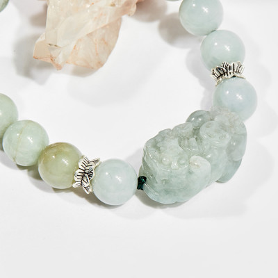 Vòng tay phong thủy đá cẩm thạch phỉ thúy charm tỳ hưu 10mm mệnh hỏa , mộc - Ngọc Quý Gemstones