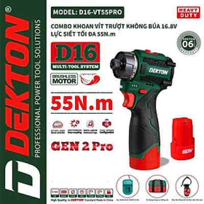 Bộ máy vặn vít dùng pin 16.8V Dekton D16-VT55PRO -HÀNG CHÍNH HÃNG
