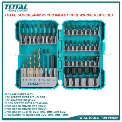BỘ 45 MŨI SIẾT VÍT TOTAL TACSDL24502 - HÀNG CHÍNH HÃNG
