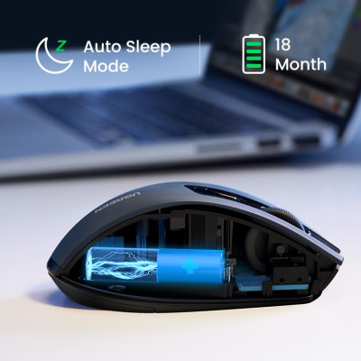 Ugreen UG15508MU006TK 4000DPI 6 nút điều chỉnh kiểu dáng Công thái học Màu Xanh Chuột bluetooth + 2.4ghz không dây Không kèm Pin AA - HÀNG CHÍNH HÃNG