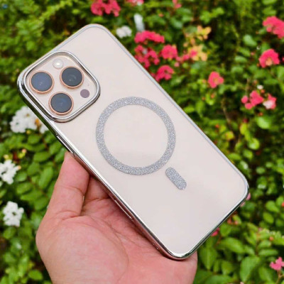 Ốp lưng cho iPhone 16 Pro Max , 16 Pro trong suốt hỗ trợ sạc từ đính đá cực sang siêu mỏng nhẹ hiệu Bling Bling Memumi - hàng chính hãng