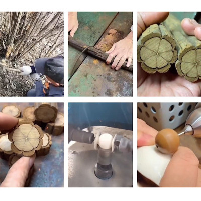 VÒNG CHUỖI GỖ LỤC ĐẠO MỘC LIÊN HOA 20ly VÀ 1 HẠT KHẮC LỤC TỰ MINH CHÚ OM MANI PADME HUM