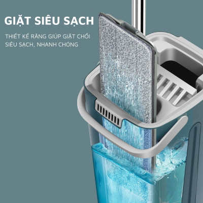 Cây lau nhà tự vắt, Chổi lau nhà thông minh, cây lau kèm 8 bông lau thay thế, Cây lau nhà MOP - Hàng nhập khẩu